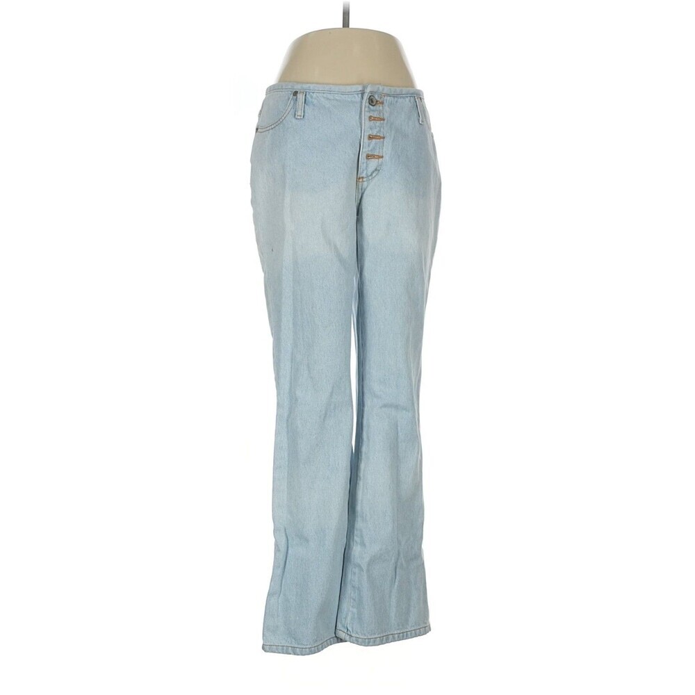 VTG y2k No Excuses Low Rise No Waist Band Light Wash Denim Flare Button Fly 9/10